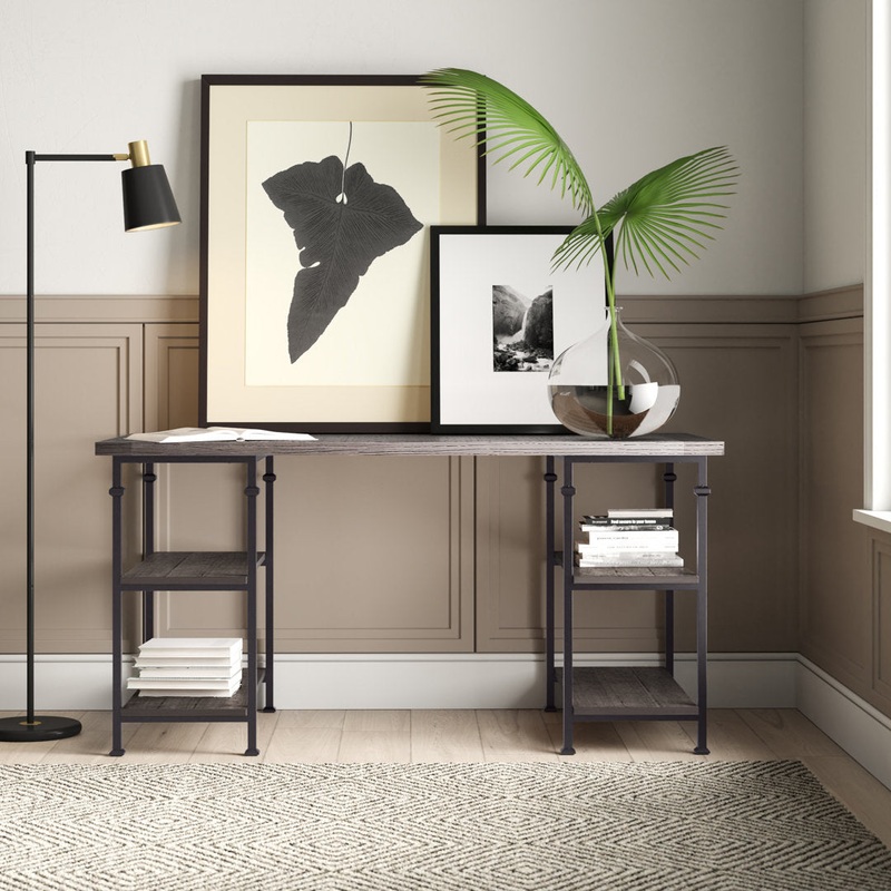 Zona Solid Wood Desk Mercury Row Color: Gray