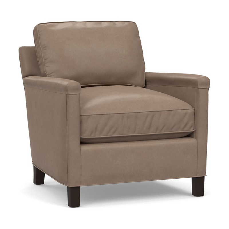 Tyler Leather Square Arm Armchair With Nailheads