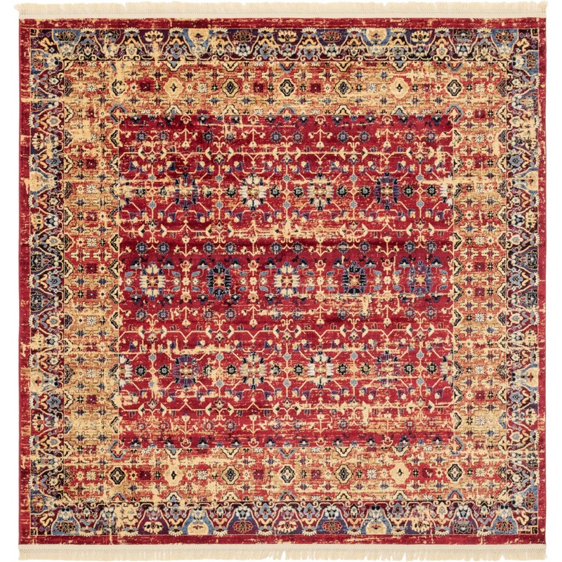 Angeliya Oriental Red Area Rug Lark Manor Rug Size: Square 7’10”