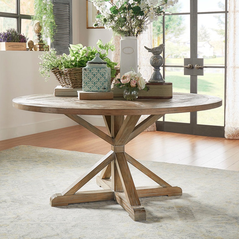 Ashbaugh Pedestal Dining Table Greyleigh Color: Light Distressed Natural Size: 59.52″ L x 59.52″ W