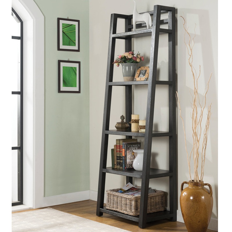 Bridgnorth 72″ H x 24″ W Solid Wood Ladder Bookcase Greyleigh Color: Ebonized Acacia
