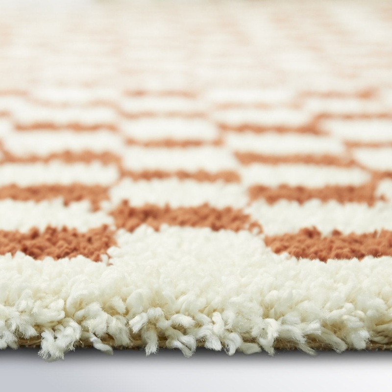 Walker Checkered Burnt Orange/Cream Shag Area Rug AllModern Rug Size: Square 6’7″