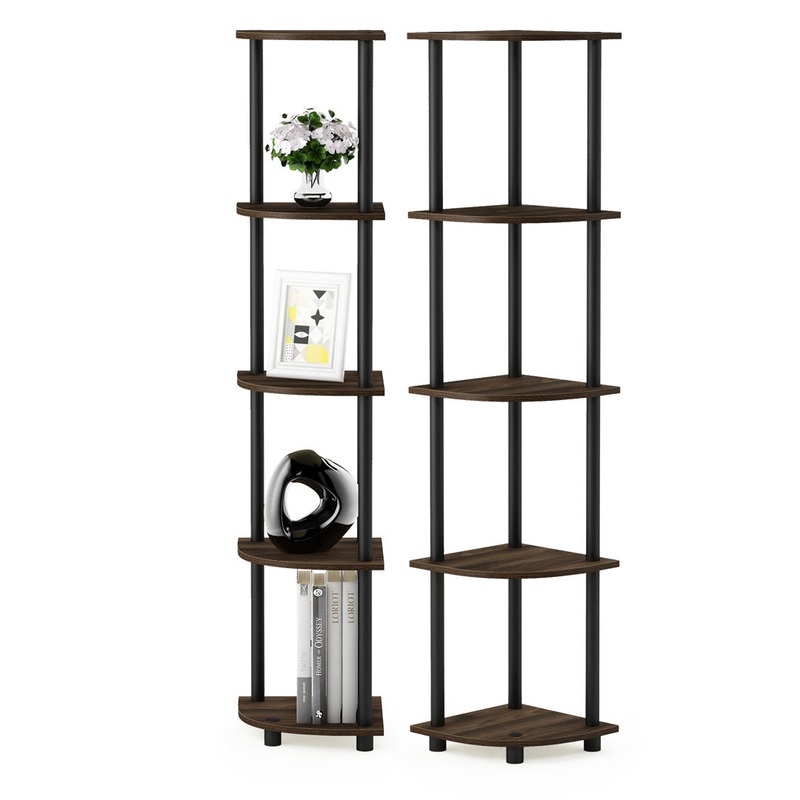 57.7″ H x 11.6″ W Plastic Corner Bookcase (Set of 2) Symple Stuff Color: Columbia Walnut/Black