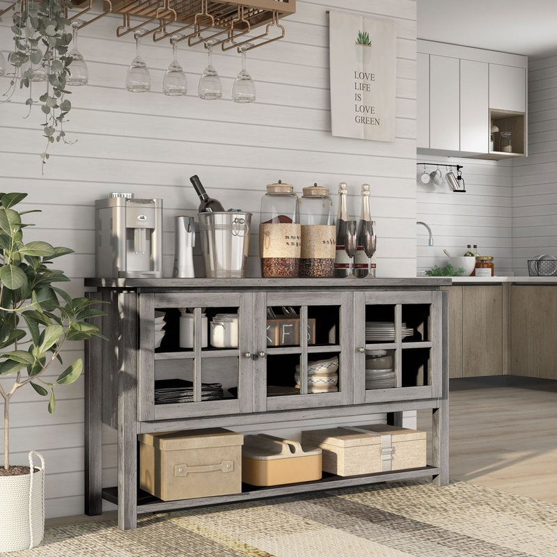 Tyndalls Park Turcotte 59″ Wide Buffet Table Laurel Foundry Modern Farmhouse Color: Vintage Gray Oak