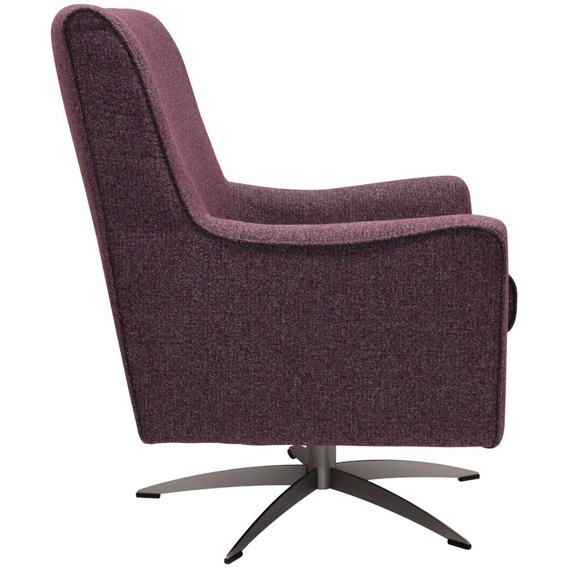 Basilina 26.25″ Wide Swivel Armchair Wade Logan Fabric: Terrace Plum Purple Polyester Blend