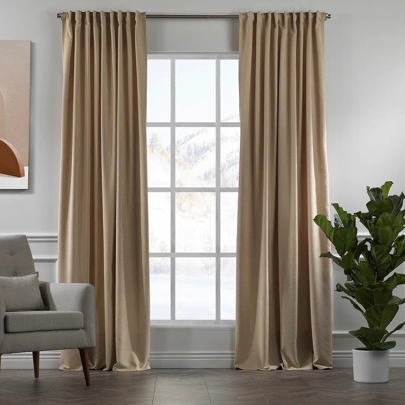 Extra wide x Extra Long Custom Made DecorativeSinglePanel Lilijan Home & Curtain Curtain Color: Beige Size per Panel: 100″ W x 264″ L