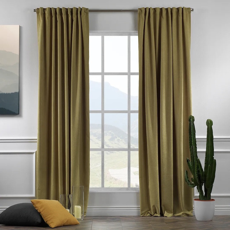 Extra wide x Extra Long Custom Made DecorativeSinglePanel Lilijan Home & Curtain Curtain Color: Olive Green Size per Panel: 100″ W x 120″ L