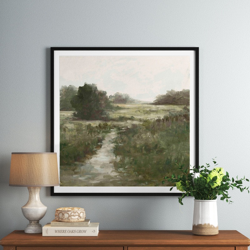 Tranquil Fen I by Ethan Harper – Picture Frame Painting Print Three Posts Frame Color: Black Size: 32″H x 48″W