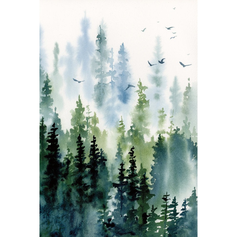 Treeline by Katrina Pete – Wrapped Canvas Painting Print Kelly Clarkson Home Frame Color: Maple Size: 48″ H x 32″ W   Format: Framed Print without Mat