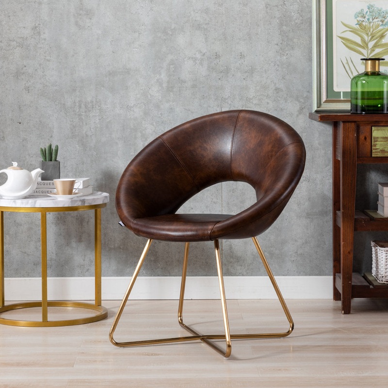 Coomer 26.75″ W Barrel Chair Corrigan Studio Frame Color/Cushion Color: Gold/Dark Brown