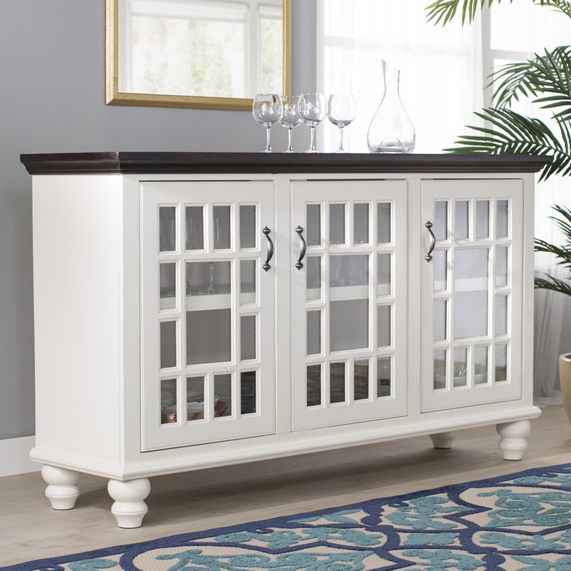 Virginia Solid Wood TV Stand for TVs up to 70″ Bay Isle Home Base Color: Bright White, Top Color: Concord Cherry