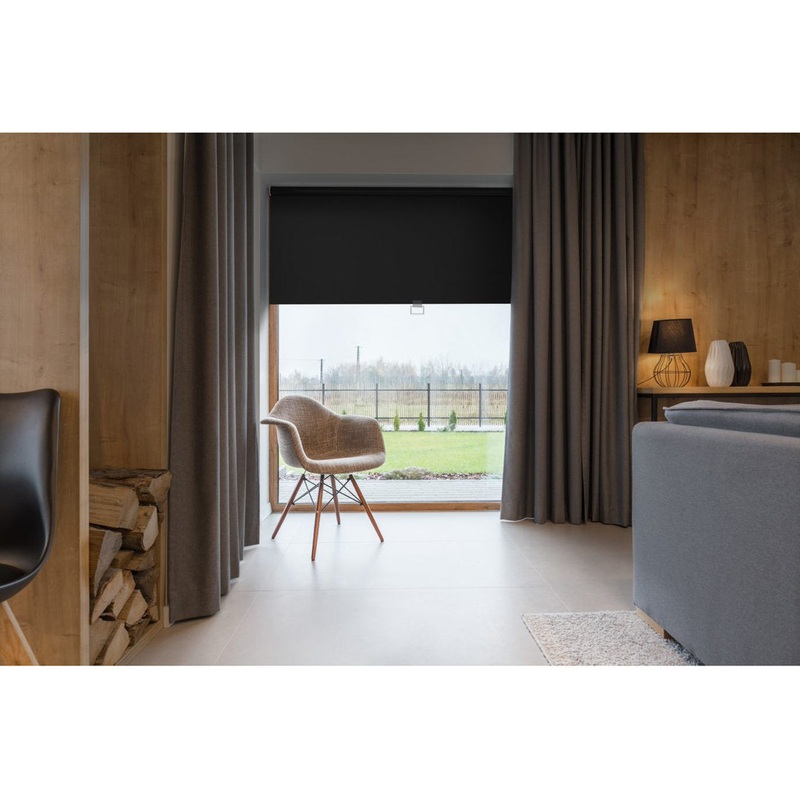 Blackout Cordless Roller Shade Symple Stuff Color: Black Blind Size: 36″W x 74″L