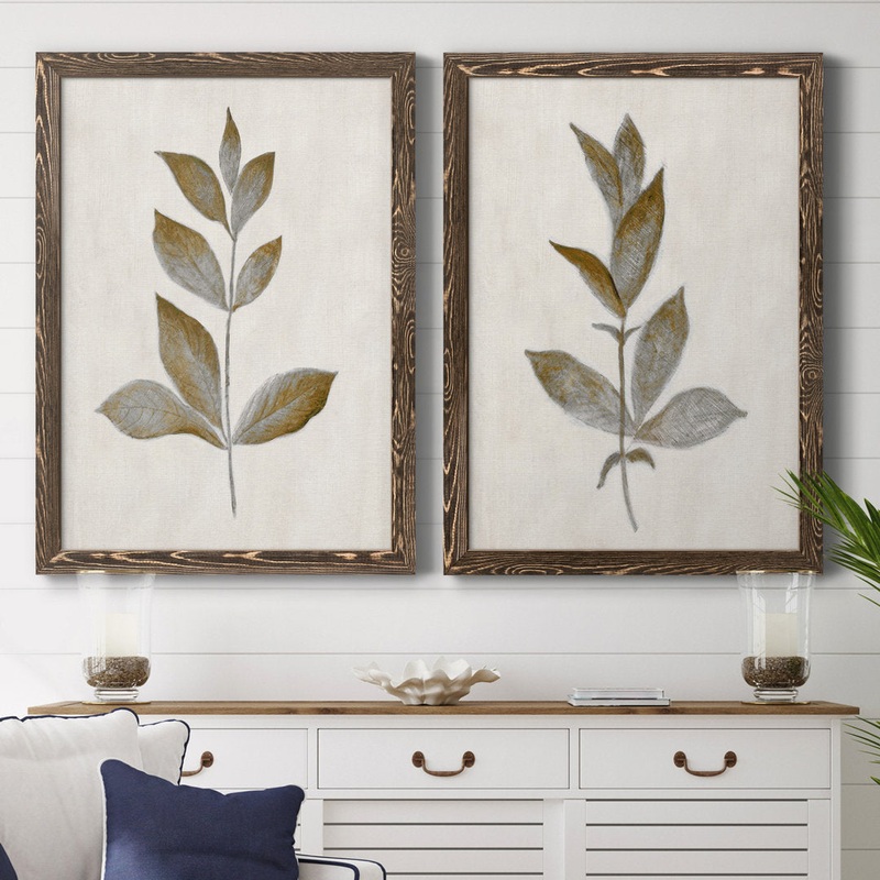 Bronze Leaf I – 2 Piece Print Set (Set of 2) Laurel Foundry Modern Farmhouse Mat Color: No Mat Size: 44″ H x 31″ W x 1″ D Format: Walnut Framed Canvas