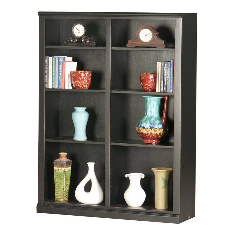 Coastal Double Wide Standard Bookcase Eagle Furniture Manufacturing Size: 60″ H x 45″ W x 13.75″ D Door Type: Glass, Finish: Smoky Blue