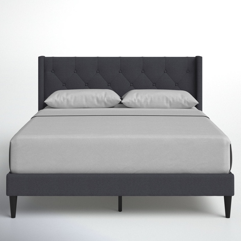 Petersen Tufted Upholstered Low Profile Platform Bed Andover Mills Color: Charcoal Mattress Size: Queen Center Support Legs included: Yes