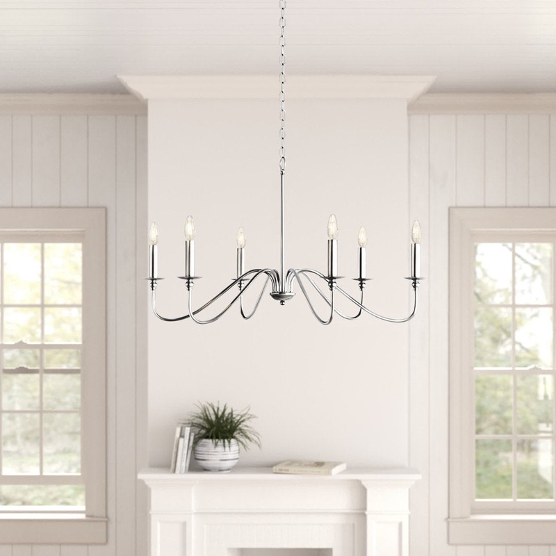 Ableton 6 – Light Candle Style Classic / Traditional Chandelier Birch Lane Size: 18″ H x 30″ W x 30″ D Finish: Polished Nickel