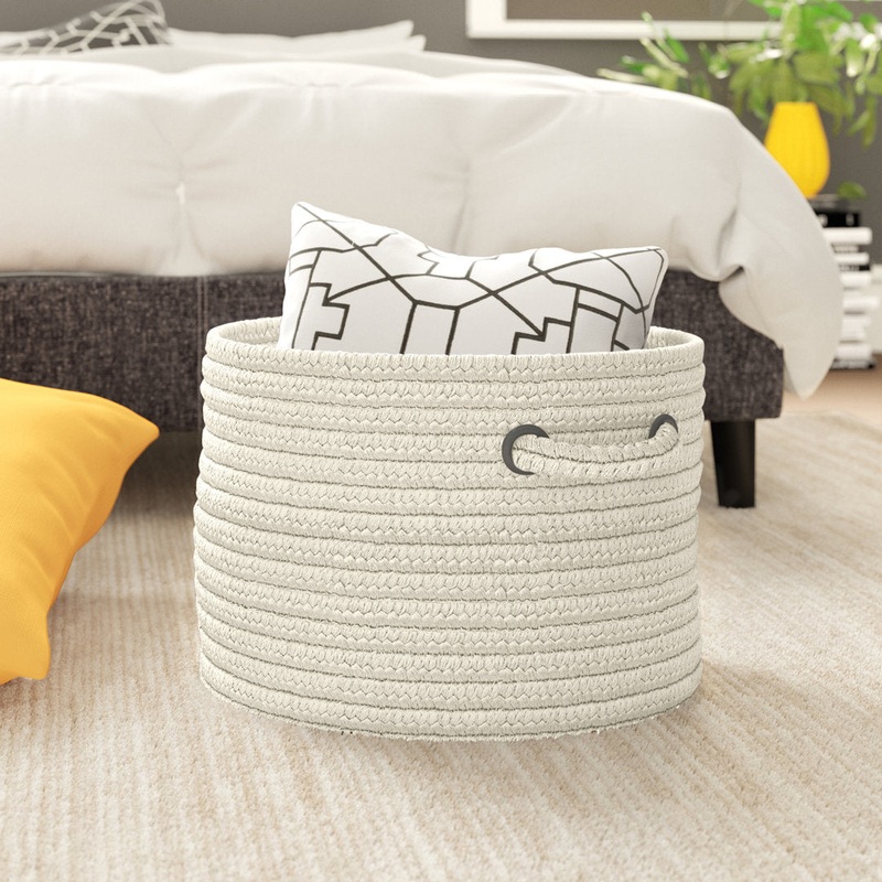 Braided Indoor/Outdoor Storage Basket Dovecove Color: White Size: 10″ H x 14″ W x 14″ D