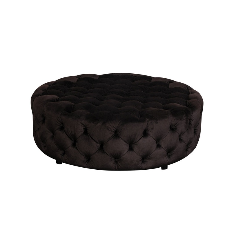 Armenio Round Ottoman – 17″ H x 45″ W x 45″ D Lark Manor Fabric: Chocolate