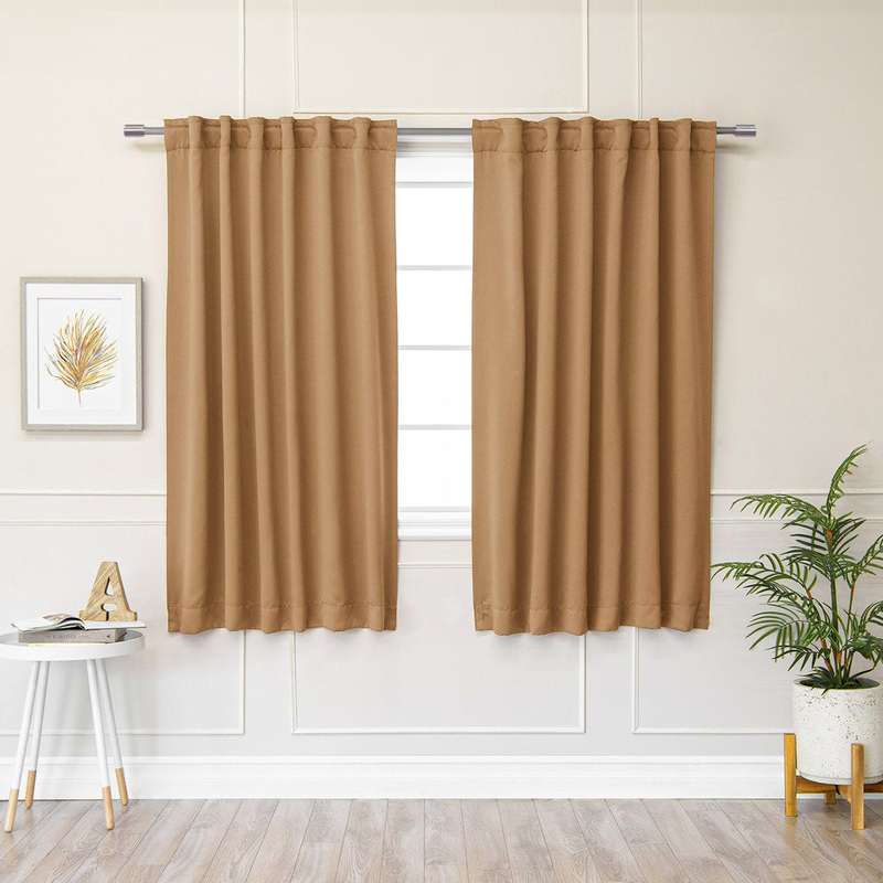Bantam Solid Blackout Thermal Rod Pocket Curtain Panels (Set of 2) Ebern Designs Curtain Color: Wheat Size per Panel: 52″ W x 72″ L