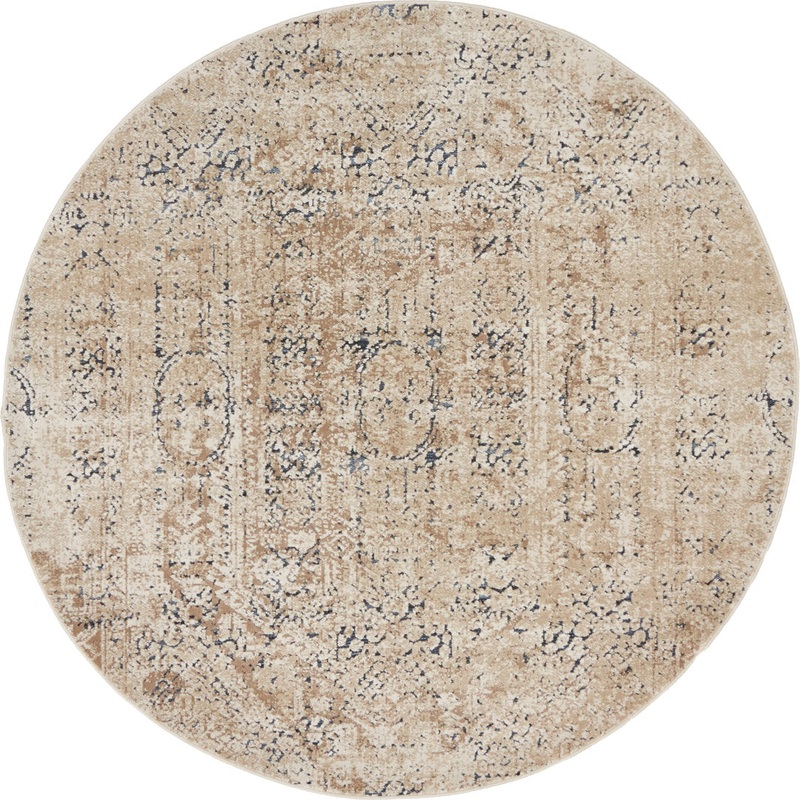 Arleaner Oriental Area Rug in Beige Lark Manor Rug Size: Round 4’1″