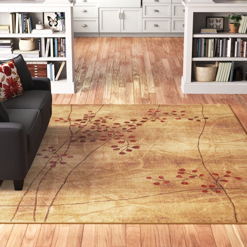 Arnim Floral Taupe/Beige/Red Area Rug Lark Manor Rug Size: Rectangle 6’7″ x 9’7″