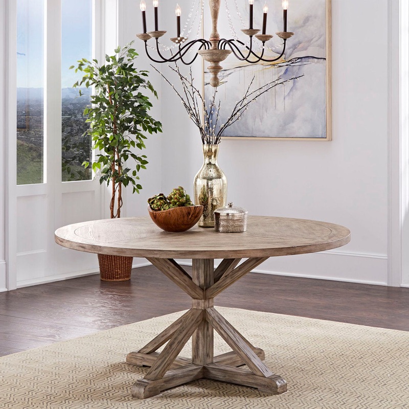 Ashbaugh Pedestal Dining Table Greyleigh Color: Antique Gray Oak Size: 47.79″ L x 47.79″ W