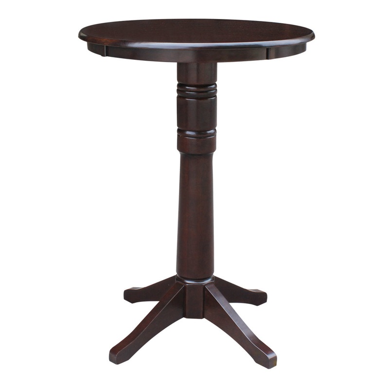 Billie Bar Height Solid Wood Pedestal Dining Table Lark Manor Color: Rich Mocha Size: 41.9″ H x 30″ L x 30″ W