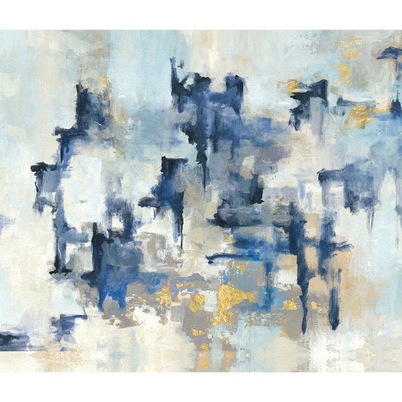 Abstract Navy Gold Paint – Wrapped Canvas Painting Print Mercury Row Frame Color: Black Size: 8″H x 12″W Format: Framed Canvas