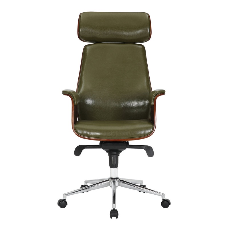 Baver Faux Leather Mid-Century Executive Office Chair Corrigan Studio Upholstery Color: Green
