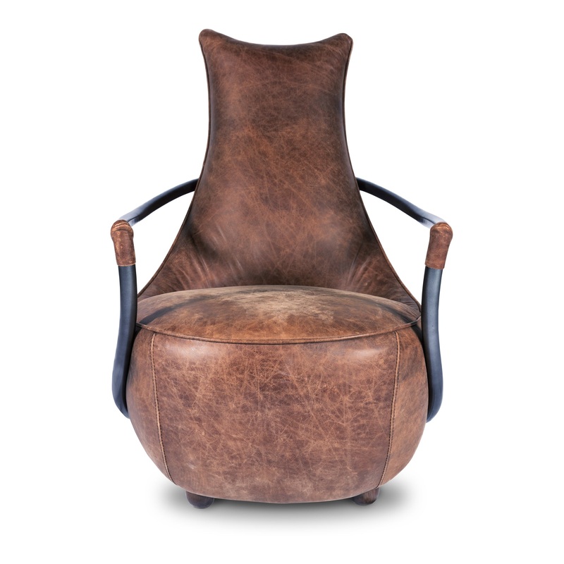 Vintage-Industrial Distressed Leather Club Chair