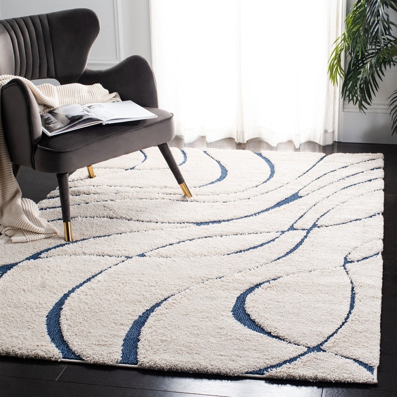 Ashal Abstract Cream/Blue Area Rug Wade Logan Rug Size: Rectangle 11′ x 15′