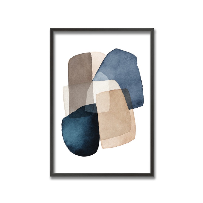 Blue Brown Blocks by Kathrin Pienaar – Picture Frame Print on Wood Ready2hangart Size: 16″ W x 24″ H