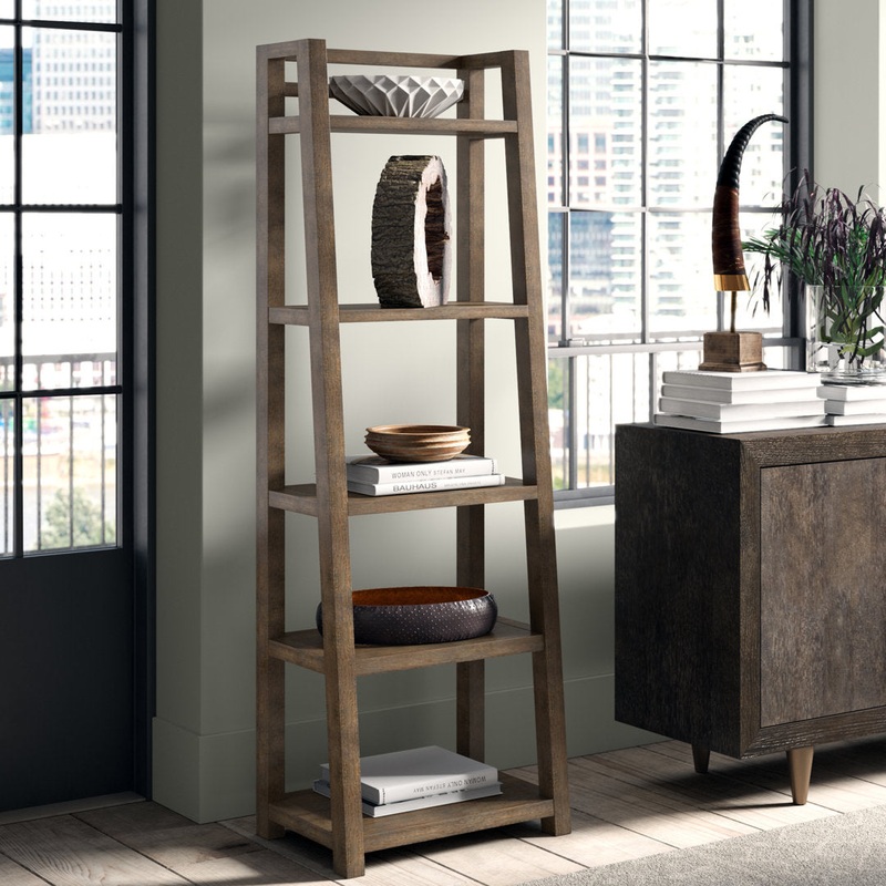Bridgnorth 72″ H x 24″ W Solid Wood Ladder Bookcase Greyleigh Color: Brushed Acacia