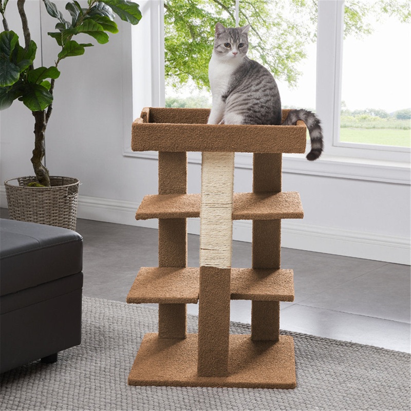 31.3″ Towcester Cat Tree, Climbing Tower Cat Condo Tucker Murphy Pet Color: Beige