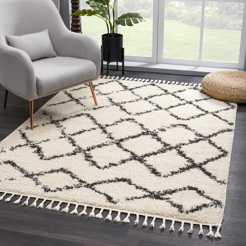 Adeife Moroccan Beige Area Rug Foundry Select Rug Size: Rectangle 5’3″ x 7’3″