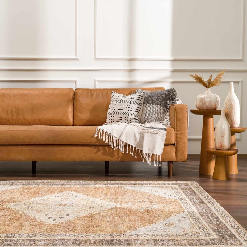Albar Moroccan Machine Washable Brown Area Rug Foundry Select Rug Size: Rectangle 5’3″ x 7′