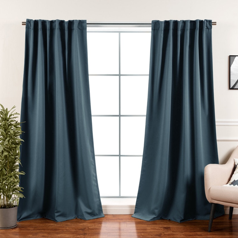 Bantam Solid Blackout Thermal Rod Pocket Curtain Panels (Set of 2) Ebern Designs Curtain Color: Spruce Size per Panel: 52″ W x 84″ L