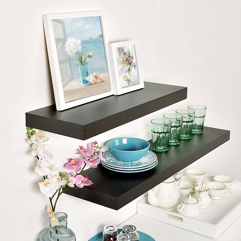 Bovina Floating Shelf Winston Porter Size: 2″ H x 24″ W x 9.25″ D Finish: Walnut