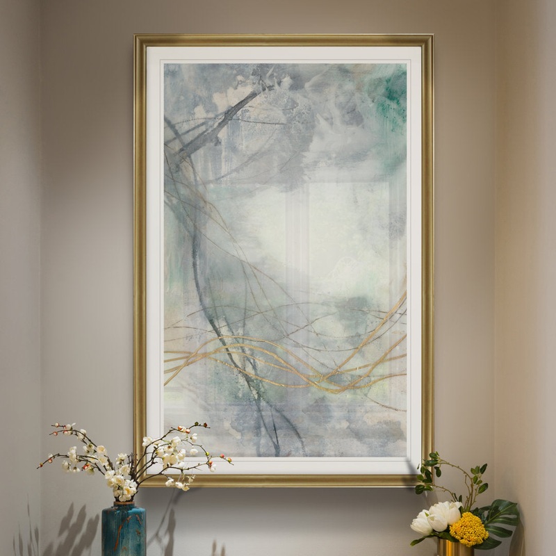 Undulating Oro II – Painting Print on Canvas Etta Avenue Size: 30.5″ H x 42.5″ W x 1.5″ D Format: Gold Framed