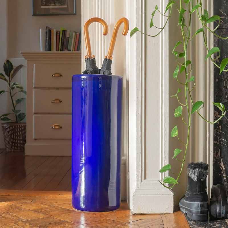 Astou Handmade Porcelain Floor Vase Wade Logan Color: Blue