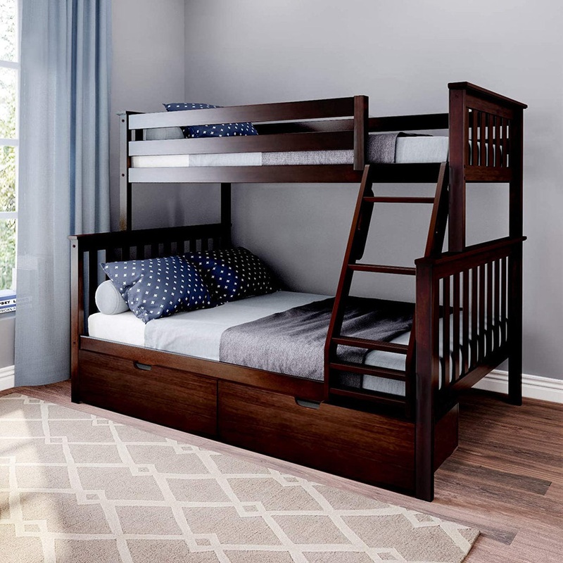 Bolles Solid Wood Standard Bunk Bed with Trundle Harriet Bee Bed Frame Color: Espresso Size: Twin over Full