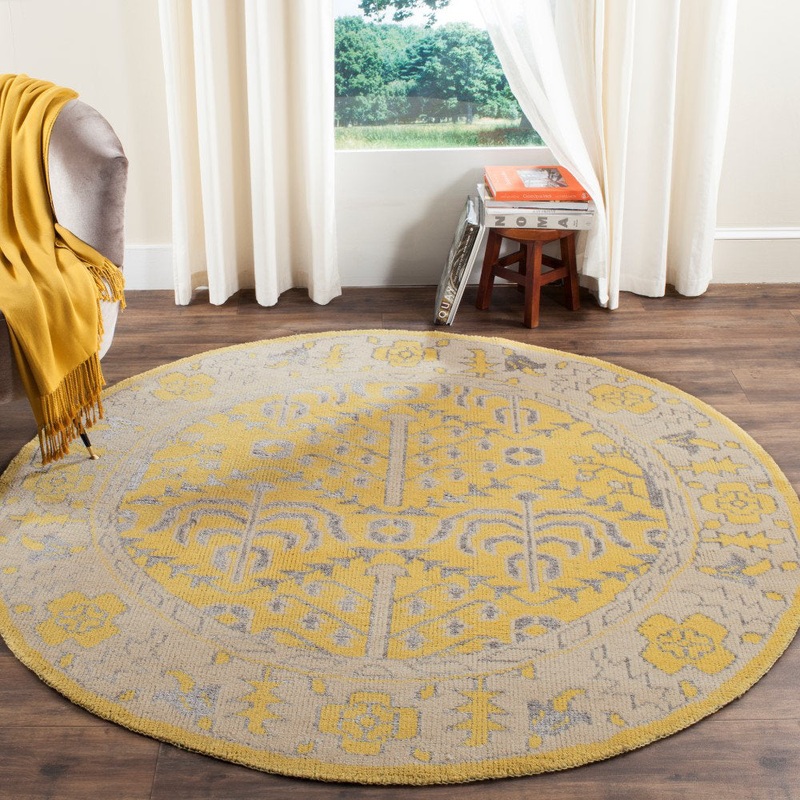 Brownsburg Stone Wash Hand Knotted 55% Wool, 10% Viscose, 35% Cotton Oriental Rug Bungalow Rose Rug Size: Round 6′