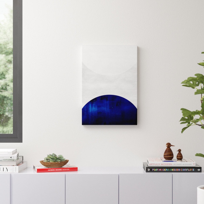White and Cobalt by LEEMO – Wrapped Canvas Graphic Art Print George Oliver Size: 26″ H x 18″ W x 1.5″ D
