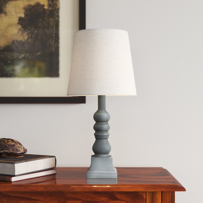 Whittier 19″ Resin Table Lamp Ophelia & Co. Base Color: Gray, Shade Color: White