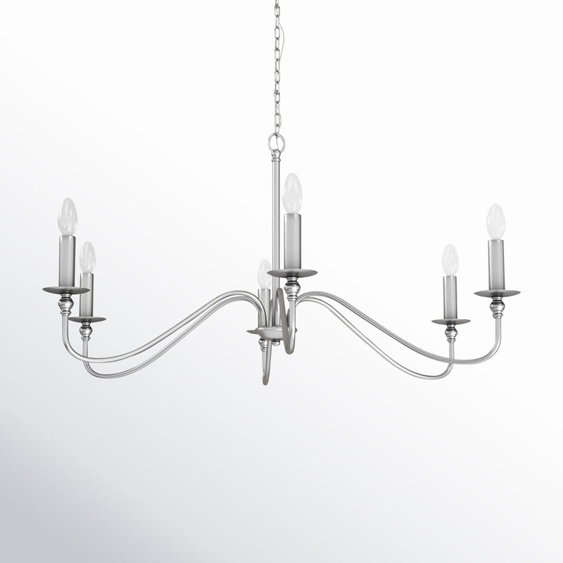 Ableton 6 – Light Candle Style Classic / Traditional Chandelier Birch Lane Size: 22″ H x 42″ W x 42″ D Finish: Polished Nickel