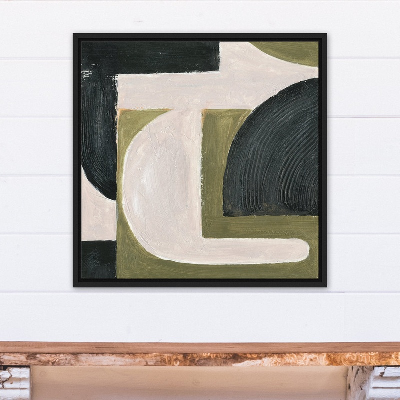 Abstract with Green – Painting on Canvas Ivy Bronx Size: 25.75″ H x 25.75″ W x 1.75″ D Format: Black Floater Frame Canvas