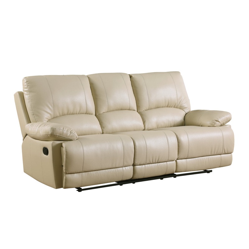 Trower 89″ Faux Leather Pillow Top Arm Reclining Sofa Red Barrel Studio Upholstery: Beige Faux Leather