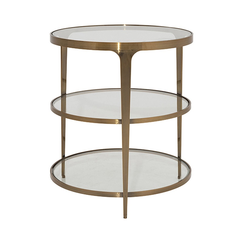 Vienna 26” Tall Glass 3 Legs End Table Worlds Away Table Base Color: Antique Brass