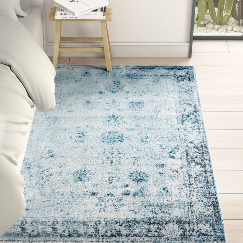 Brandt Abstract Light Blue/Navy Area Rug Mistana Rug Size: Rectangle 7’1″ x 10′