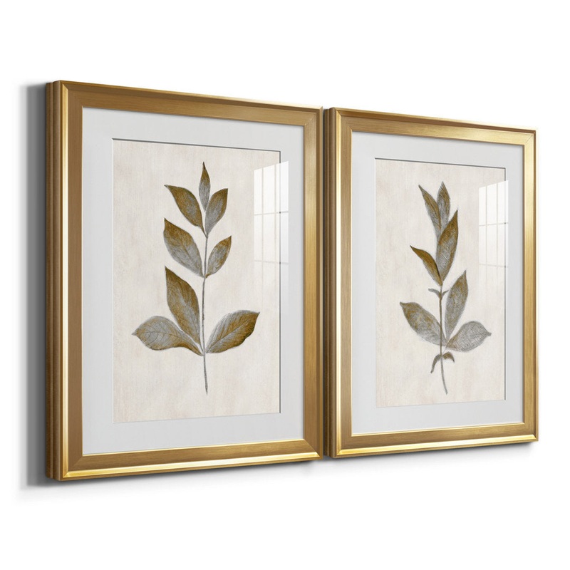 Bronze Leaf I – 2 Piece Print Set (Set of 2) Laurel Foundry Modern Farmhouse Mat Color: White Size: 22.5″ H x 61″ W x 1.5″ D Format: Gold Framed Paper